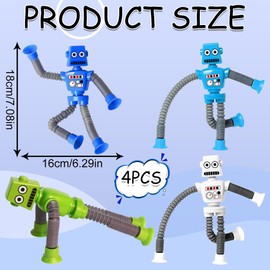 4 Stück Teleskop-Saugnapf-Giraffe-Spielzeug Telescopic Suction Cup Giraffe Toy Lustiges Pädagogisches Stressabbau-Spielzeug für Kinder und Erwachsene (Roboter)