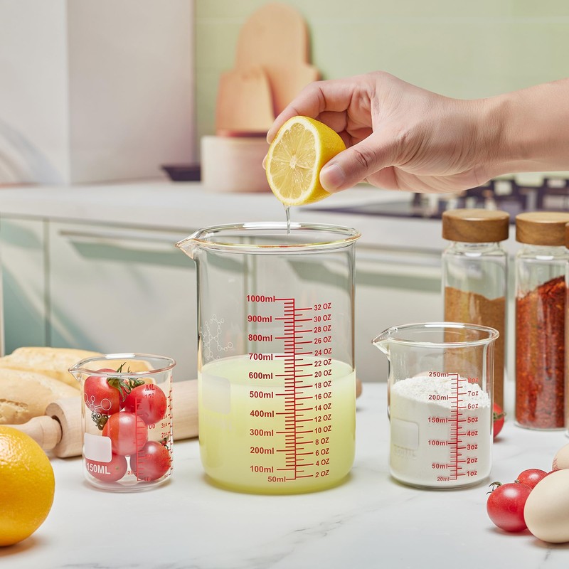 High Borosilicate Glass Measuring Cup-V-Shaped Spout,1000ml(32OZ) Glass Measuring Beaker for