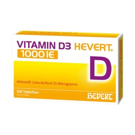 Vitamin D3 Hevert 1000 IU for Vitamin D Deficiency and Increased Needs Pack of 100 Tablets