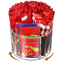 Drink Packet Organizer Lazy Susan Organizer Bins Powdered Drink Mix Rotating Holder for Water Flavor Packet, Pantry Organization Storage Bins for Kitchen Fridge Countertop Cabinet