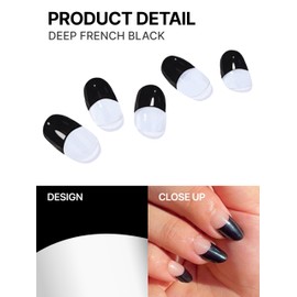 UUUUU. Semi Cured Gel Nail Strips (Solid Color) - 100% Real Gel, Long-Lasting & Easy to Apply & Remove, works any UV/LED Lamps - Spring 2025, Nail inspo,Nail Art Stickers (UGN129 Deep French Black)