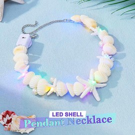 ACEDRE Light Up Shell Necklace Glow Mermaid Starfish Pendants Ocean Sea Beach Costume Jewelry for Women