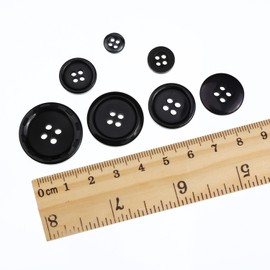 Bememo 600 Pieces Black Assorted Sizes Buttons Round Resin Button Sewing Craft Buttons, 2 and 4 Holes