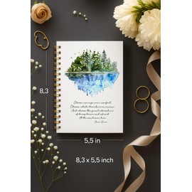 bitCNY Inspirational Forest Notebook 8.3x5.5 Inch – Courage Quote by Brene Brown, Watercolor Nature Spiral Journal, Lined Notebook for Mindfulness & Reflection