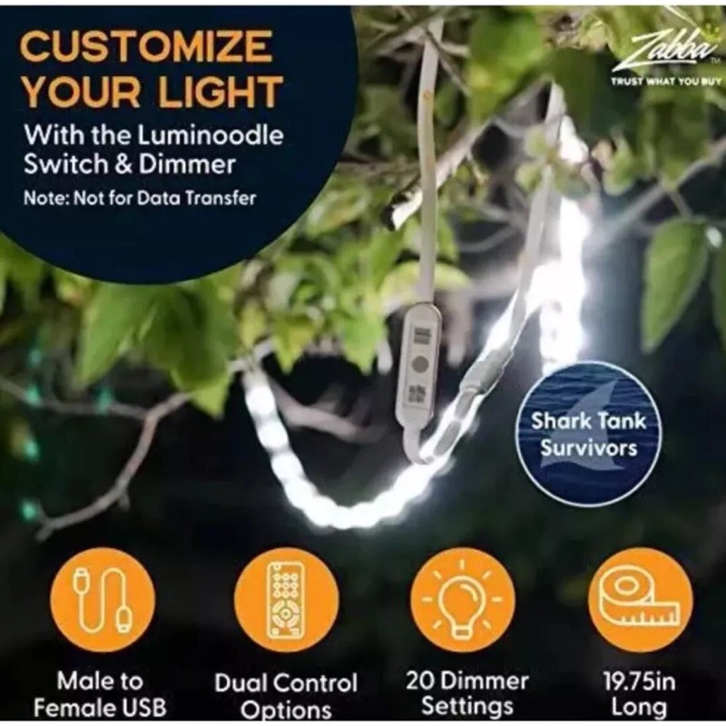 power practical Luminoodle USB Switch and Dimmer Female to Male