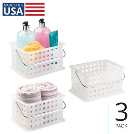 iDesign Portable Shower Caddy College Dorm or Bathroom, Set of 3, Frost, Made in USA Basket
