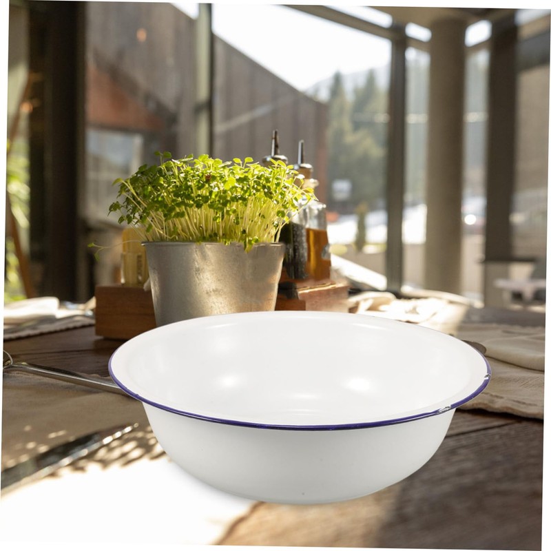 Gogogmee Enamel Footbath Foot Soaking Basin Camping Basin Enamel Bowl