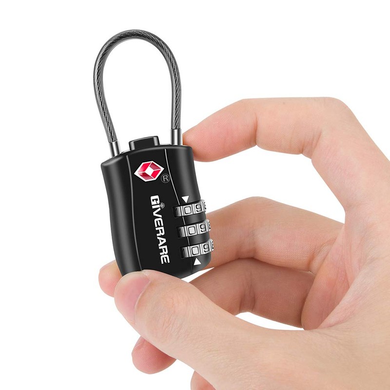GIVERARE TSA Approved Luggage Locks, Combination Travel Cable Lock, Re-settable