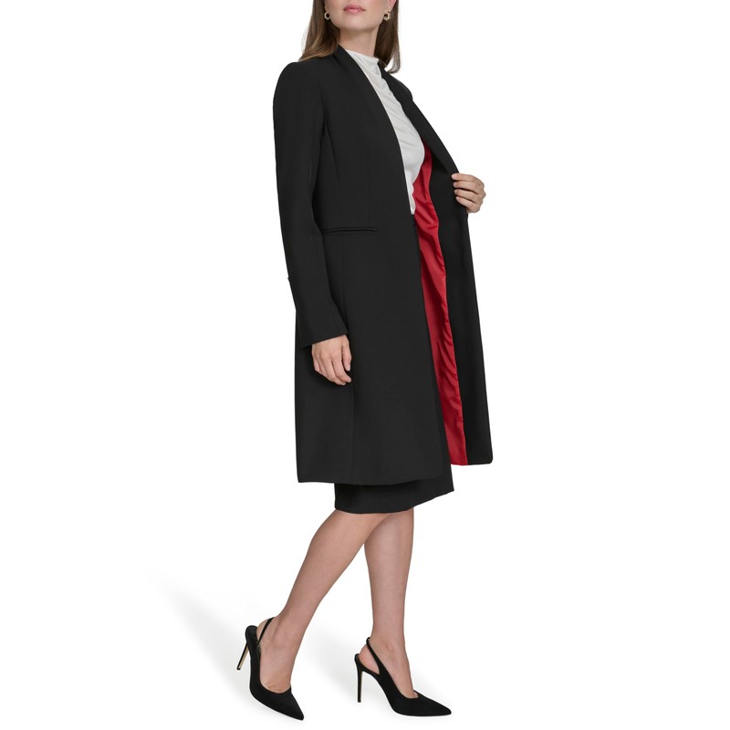 Halston Women's Long Collarless Suiting Jacket, Black