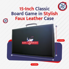 Backgammon Acey Deucey Sets for Adults -15 Inch Medium, Faux Leather Travel Backgammon Board with Special Multi Colored Acey Deucey Dice, This 2 in 1 Game is an Ideal Gift for Family Fun!