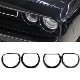 jstotrim Headlight Cover Trims for Dodge Challenger Bezels Carbon Fiber Pattern Front Light Decorative Accessories fit for 2015-2019 Challenger