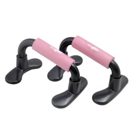 Pro Impact Push Up Bar - Non Slip Foam Handles, Portable, Durable, Lightweight, Compact for Back, Shoulders, Dips, V-Sits, Push-Ups, Strength Training and Press/Pull Core Exercise, Home Gym (Pink)