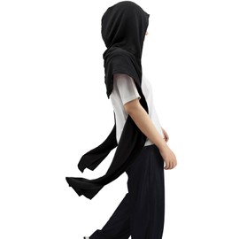 Women Men Fashion Shawl Scarf Cape | Multifunctional Hooded Cowl | Medieval Linen Cotton Cowl Hood |Vintage Goth Costume Accessory (Black)