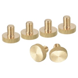 uxcell M6x8mm Knurled Thumb Screws, 6pcs Flat Knurled Head Fully Threaded Brass Thumb Screws Bolts Grip Knobs Fasteners