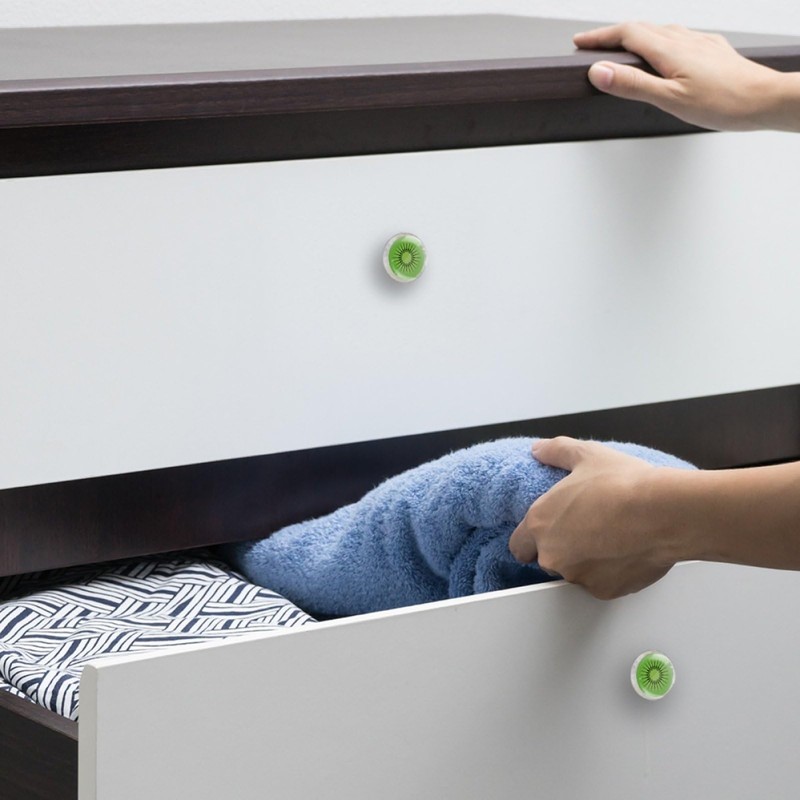 LRCCJS Green Kiwi 4 Pack White Drawer Handles Clear Cabinet