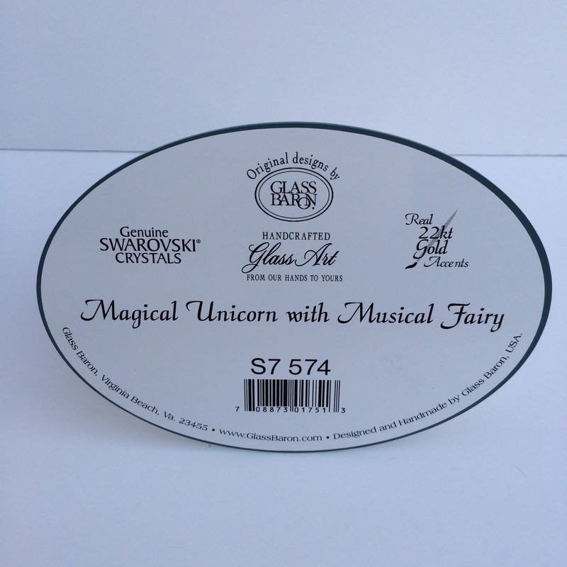 Glass Baron ~ Large Unicorn with Fairy