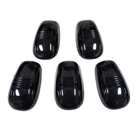 VMS Racing 99-02 Cab Roof Lights Markers 5 Piece pc Covers with Base Kit in Smoke CRL 264145BK Compatible with Dodge Ram 2500 3500 (with Built-in LED Amber Bulbs) 1999-2002