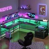 Unbranded L Shaped Computer Desk with Led Lights 66" Home