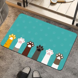 ZHUZHISHAN Bath Mat Rug,Cute cat Paws Non Slip Quick Dry Super Absorbent Thin Bathroom Rugs Fit Under Door-Easy to Clean Bathroom Floor Mats-Shower Rug for Shower Sink Bathtub(17" x 27.5"in)