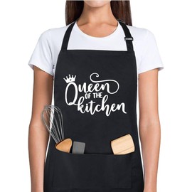 GENSTORES Funny Baking Aprons for Women Men Cute Bakers Apron Baking Gifts for Bakers Ladies Cooking Birthday Gifts for Mom Wife Daughter Son Sister Queen of the Kitchen Apron