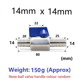 MiJunHD 14mm Barb Ball Valve, 304 Stainless Steel Mini Shut Off Valve Switch for Water,Gas,Fuel,Drip,Irrigation