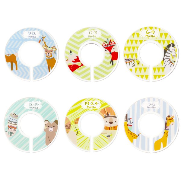 ALLY-MAGIC 6PCS Baby Wardrobe Dividers, Baby Closet Divider, Clothes Organisers by Size from Newborn to Toddler for Boys and Girls 0-24 Months Baby Clothes Organiser Nursery Closet Y6-FGPH