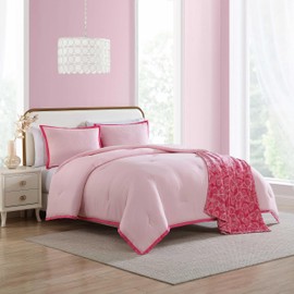 Betsey Johnson - Full/Queen Comforter Set, Super Soft Bedding with Matching Shams, Bonus Throw Included, Chic Bedding Essentials (Signature Hotel Solid Pink, Full/Queen)