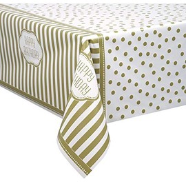 Unique Party 49583 - Plastic Golden Birthday Tablecloth, 7ft x 4.5ft