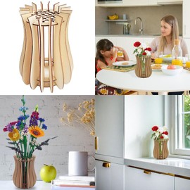 MURANEST Wooden Puzzle Vase, Flower Vase Decorative Display Stand for Flower Bouquets, DIY Building Set, Gift for Adults