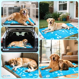 Ownpets 100 x 60 cm Large Cooling Mat for Dogs/Cats, Cooling Pad, Cool Dog Blanket, Water-filled, Leak-Proof Ice Mat Made of Robust Oxford Fabric, L