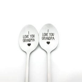 Grandma and Grandpa Gifts for Grandparents I Love You Grandma Grandpa Spoon Set Christmas Birthday Mothers Day Fathers Day Gift Grandparents Gifts from Grandkids
