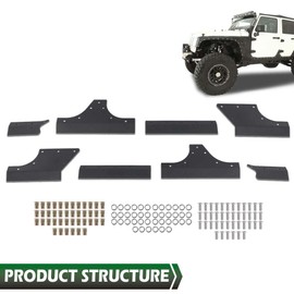 GRAND ORANGE 4-Door Body Armor Cladding Compatible with Jeep Wrangler JK 2007 2008 2009 2010 2011 2012 2013 2014 2015 2016 2017 2018 Driver and Passager side Black