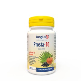 LongLife® Prosta-10 | Integratore di serenoa titolato all'85% in acidi grassi liberi | Con estratti vegetali e vitamine | Prostata e vie urinarie | 1 mese di trattamento | Senza glutine