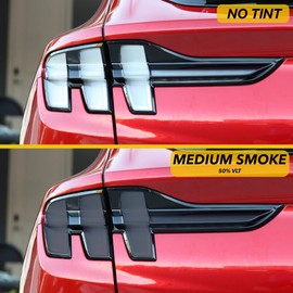 TWRAPS Ford Mustang Mach-E Tail Lights Smoke Tint PPF, Medium Smoke 50% VLT, High-Grade Smokey Tail Lamps Covers, Durable 8mil Tinted Film, Rear Lights, 2021-2025, Mach e Accessories