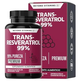 Trans-Resveratrol 99% | Alta Concentración de Resveratrol Blanco | Cápsulas Veganas | Calidad Premium | Beyond Vitamins | 2 meses - 60 Cápsulas