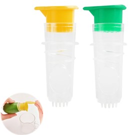 Lemon Mini Squeezer, 2PCS 2025 New Screw Top Mini Manual Citrus Press with Lid, Portable Lemon Lime Squeezer for Cocktails, Drinks, Kitchen (Yellow + Green)