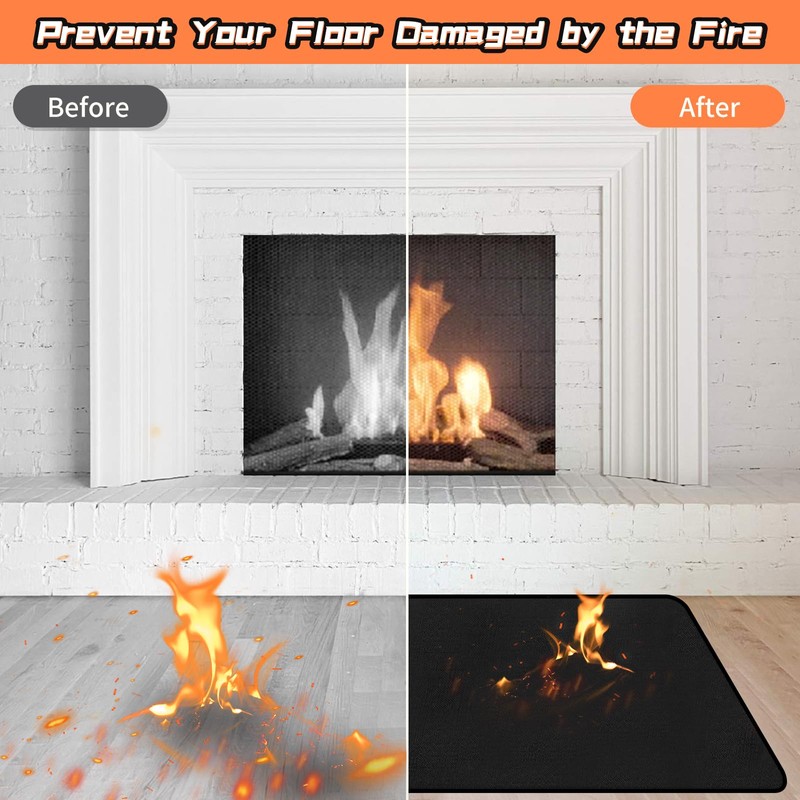 Protalwell Fireproof Hearth Rugs, Fireplace Mat, Fire Resistant Rugs Put