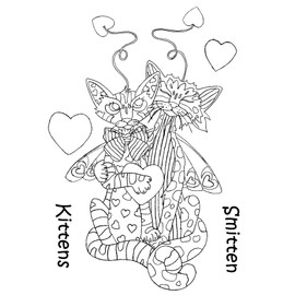 The Card Hut - Linda Ravenscroft Crazy Cats 016 Smitten Kittens Stamp