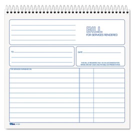 TOPS 2-Part Carbonless Bill for Services Rendered Book, 8.5 x 8.25 Inches, 50 Sheets, White, (4133)