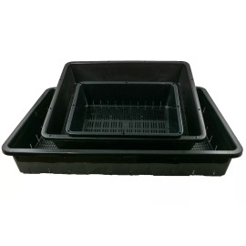 Yubonzai 3 Mix Black Plastic Propagation, Bonsai Forest/Group Planting Tray - 10"/15"/20"