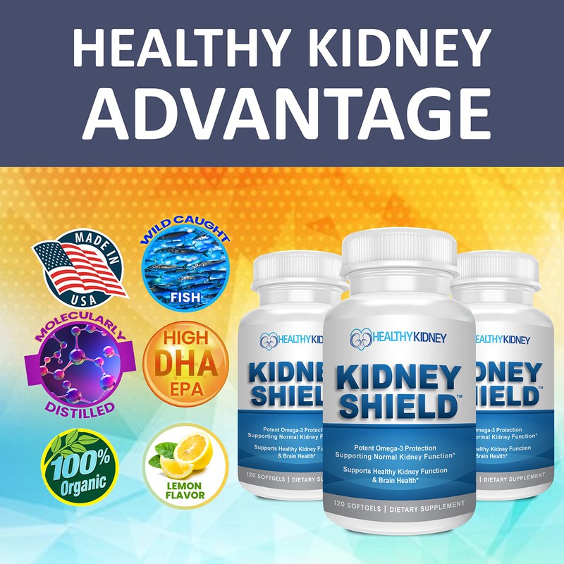 Kidney Shield Omega 3 Fish Oil Supplements - DHA EPA