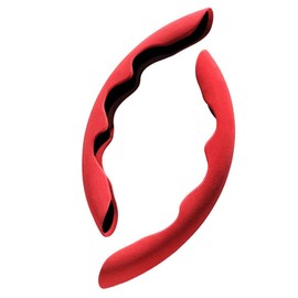 Pack of 2 Car Steering Wheel Covers, Suede Universal Steering Wheel Cover, Segmented Steering Wheel Protection, Non-Slip and Durable for Steering Wheels of Any Size, Red