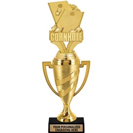 Crown Awards Cornhole Trophy, 14" Gold Cup Cornhole Trophies with Free Personalization, 10 Pack