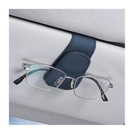 Adunsiaoto Car Magnetic Leather Glasses Holder Clip, Glasses Holder for Car Sun Visor, Leather Car Visor Accessories, Sunglasses Holder, Magnetic (Blue)