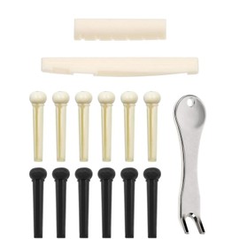 BPTRKOM Guitar Pins Bridge Plastic Guitar Bridge with 2 Pieces Guitar Bridge Saddle and Bridge Insert Extractor Tool Guitar Bridge Pins Guitar Saddle Nut Guitar Bridge for All Guitars Pack of 12