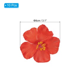 PATIKIL Hawaiian Hibiscus Flowers, 10 Pack Artificial Flowers Hair Clip DIY Foam Hibiscus Flower for Tabletop Decoration Party Favors Supplies, Red