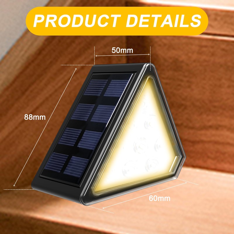 CREATESTAR Solar Stair Light for Outdoors, Pack of 6, 3000