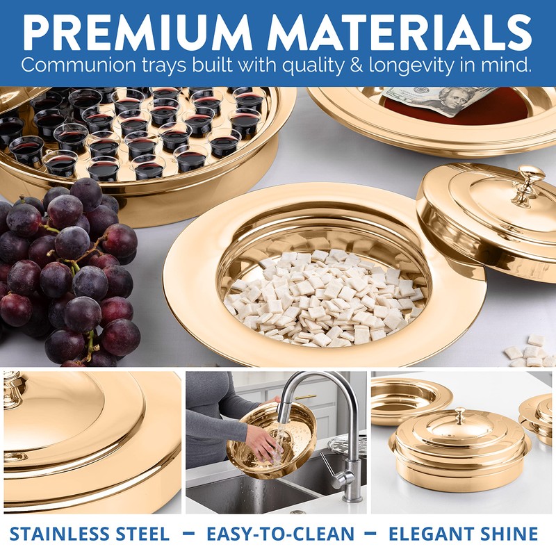 Steadfast Selections - (Offering Plate Red) Premium Gold Stainless Steel