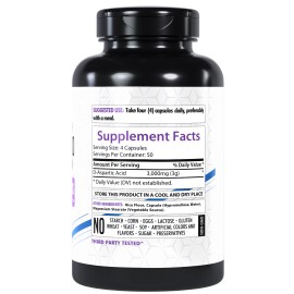 HealthFare D-Aspartic Acid (DAA) 3000mg 200 Capsules DAA Premium Amino Acid HealthFare