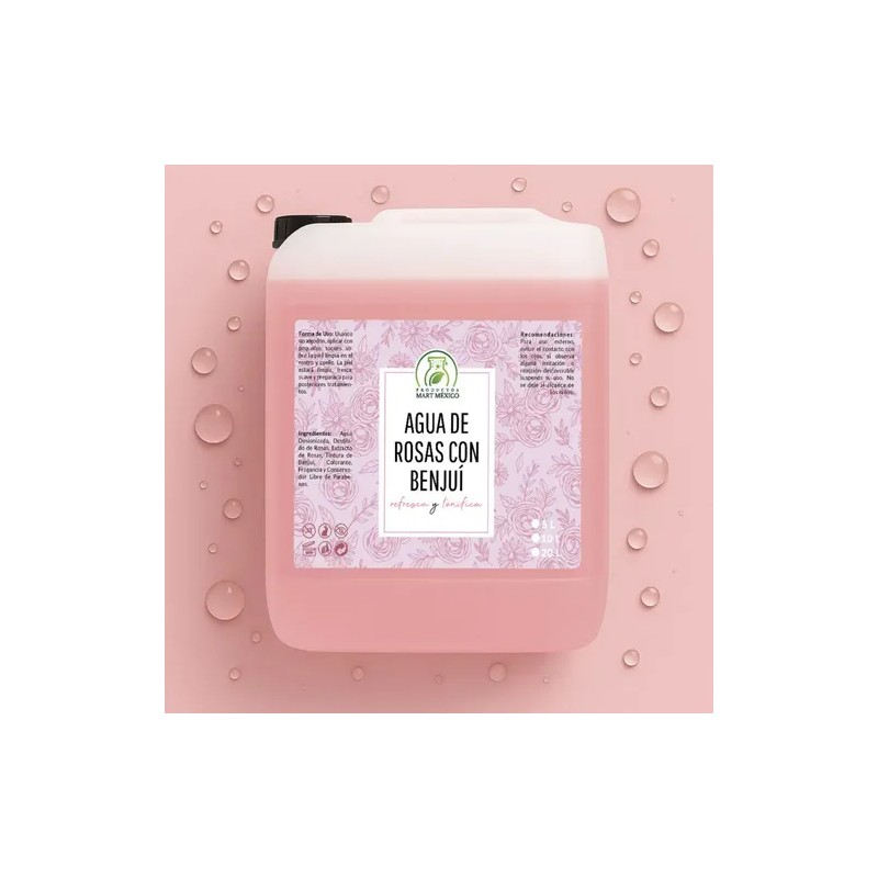 Agua de Rosas y Benjuí 5 Litros Tónico Hidratante Rostro